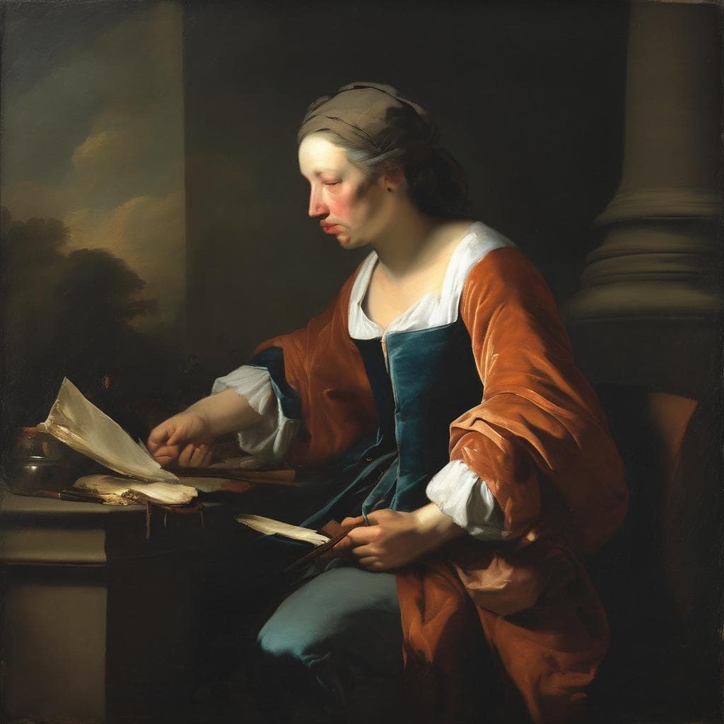 Αγία γυναίκα που διαβάζει βιβλίο δημιουργική τέχνη και καλλιτεχνική καινοτομία, σε ζωγραφική ρεαλιστική απεικόνιση.