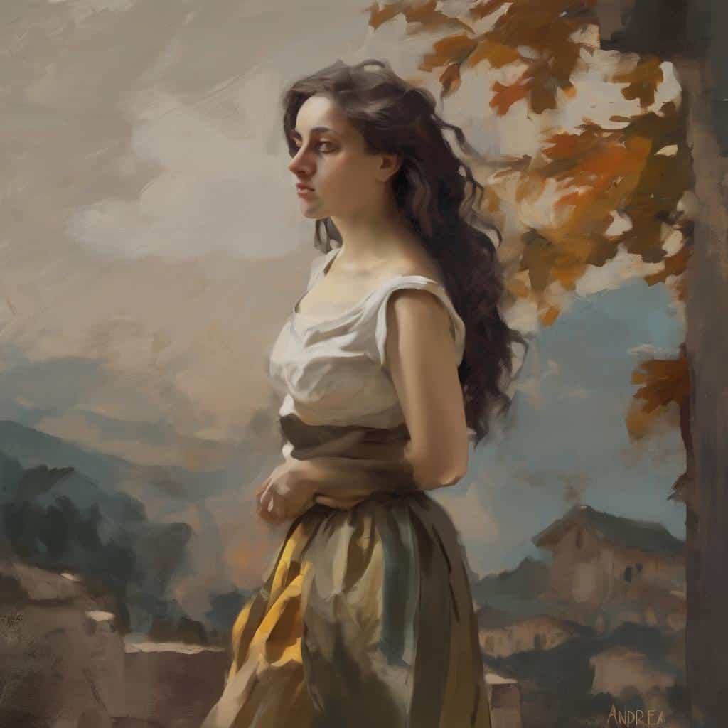 Γυναικεία πορτρέτο σε καλλιτεχνικό στιλ, δημιουργική καινοτομία στην τέχνη.