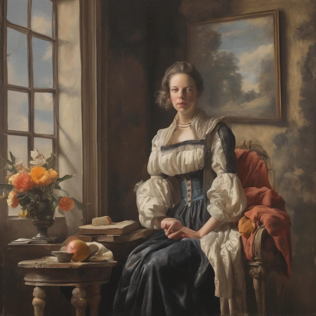 Ζωγραφική πορτρέτο γυναίκας σε κλασικό στυλ με δημιουργική και καλλιτεχνική καινοτομία.